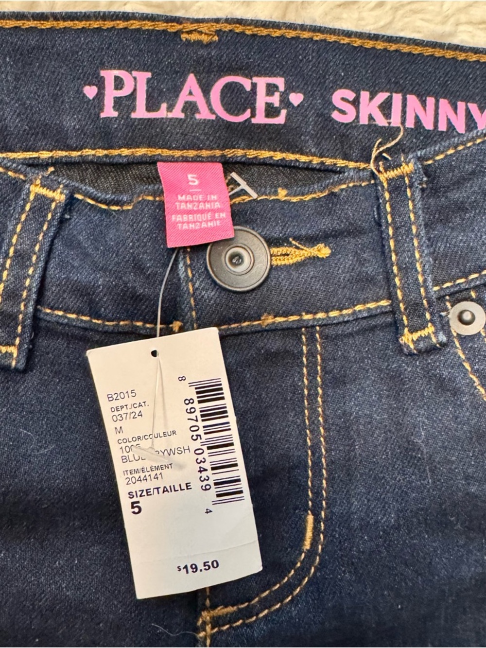 The Children's Place Girls' Dark Wash Skinny Jeans - Navy 5t new with tags - Picture 3 of 4